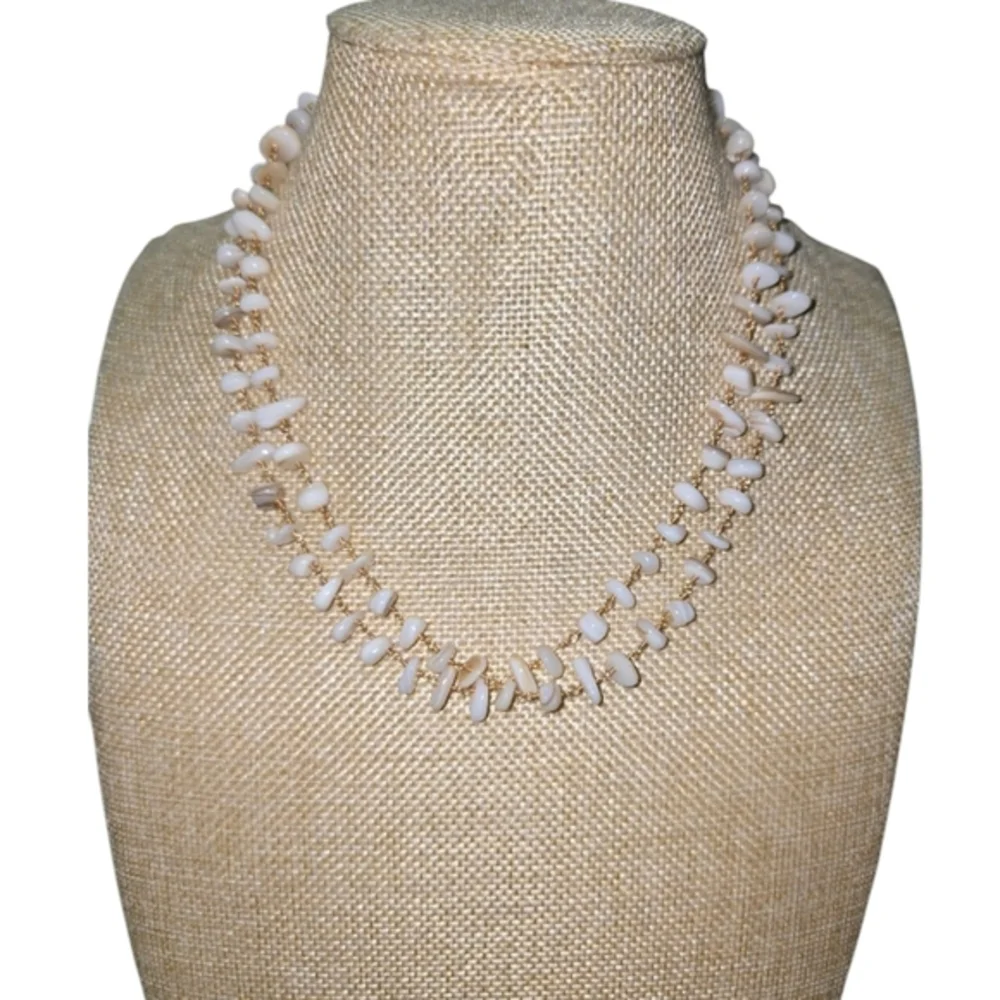 Serafina X Anthropologie Elegant Cream‎ Beaded Long Necklace